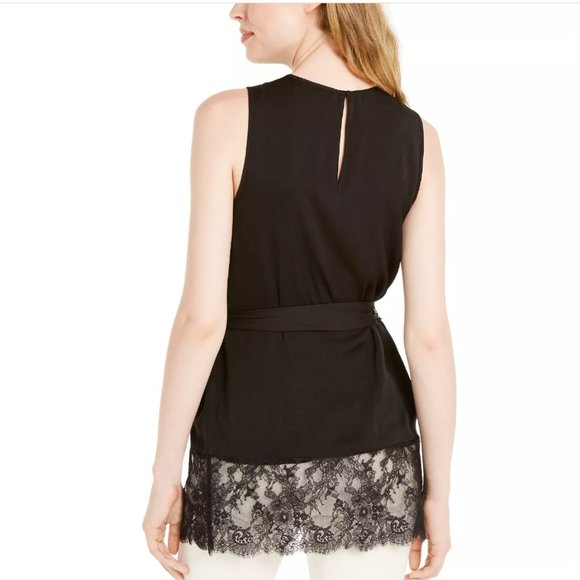 Michael Michael Kors Belted Lace-Trim Tunic XXL Black - Picture 2 of 3
